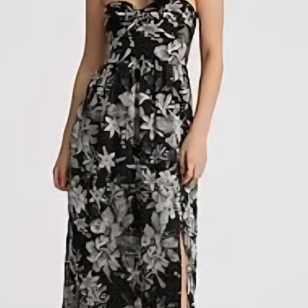 Express Strapless Black and White Floral Dress